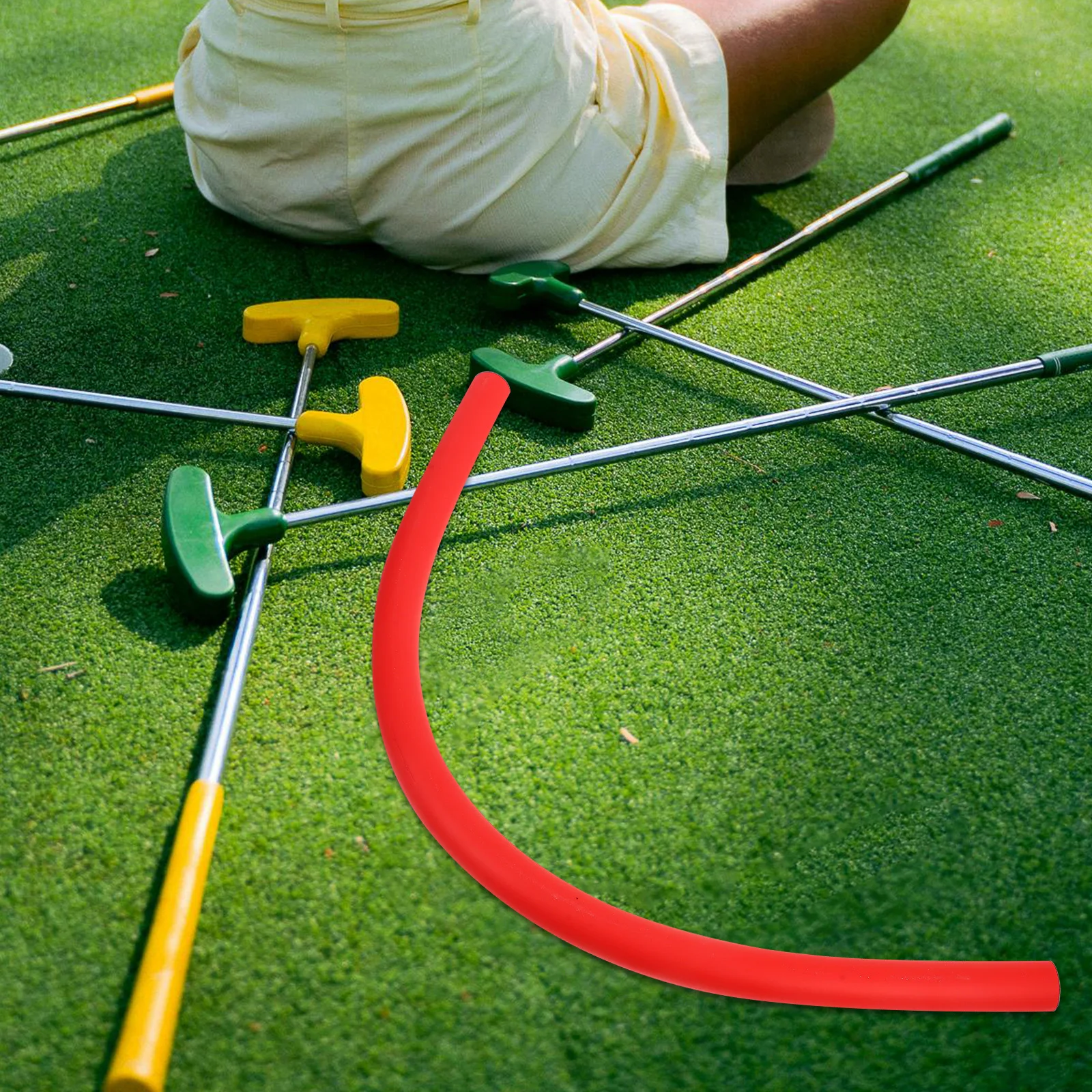 

Exercise Rod Soft Flexible Design Red Color Golf Swing Training Stick Portable Lightweight Multi-Function Golf Training Aid For