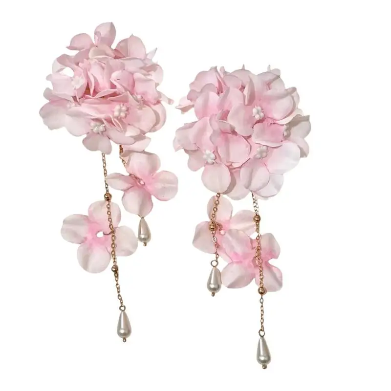 1/2 Stück Haarspangen mit Blumen, Quasten, Perlen, Stoff, für Damen und Mädchen, Frühling, Sommer, elegantes Zubehör für Geburtstagsfeiern, Feiertagsstyling – Detail 1