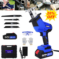 DayPlus Brushless Reciprocating Saw 21V Electric Cordless Reciprocating Saw Sabre Saw for Cut Wood With Battery & 4 Saw Blades