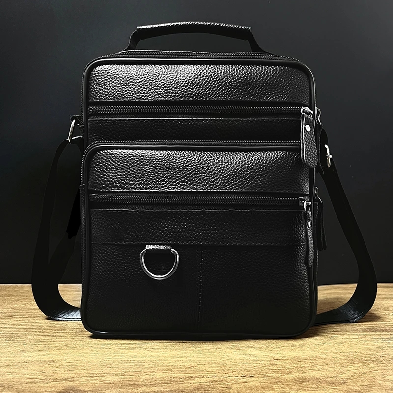 

New Popular Men Bags For Business Boys Geniune Leather Crossbody Adjustable Shoulder Strap Multi-function Large Pocket Shopping