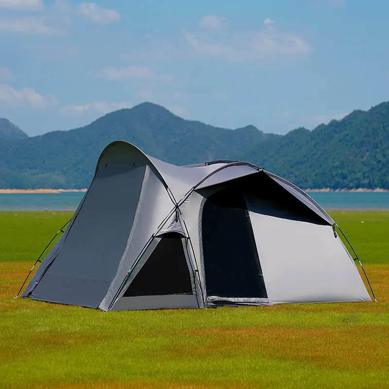 Large Capacity Tunnel Camping Tent For 6-8 People, Multi Room Rainproof And Shading Coating, Family Tent