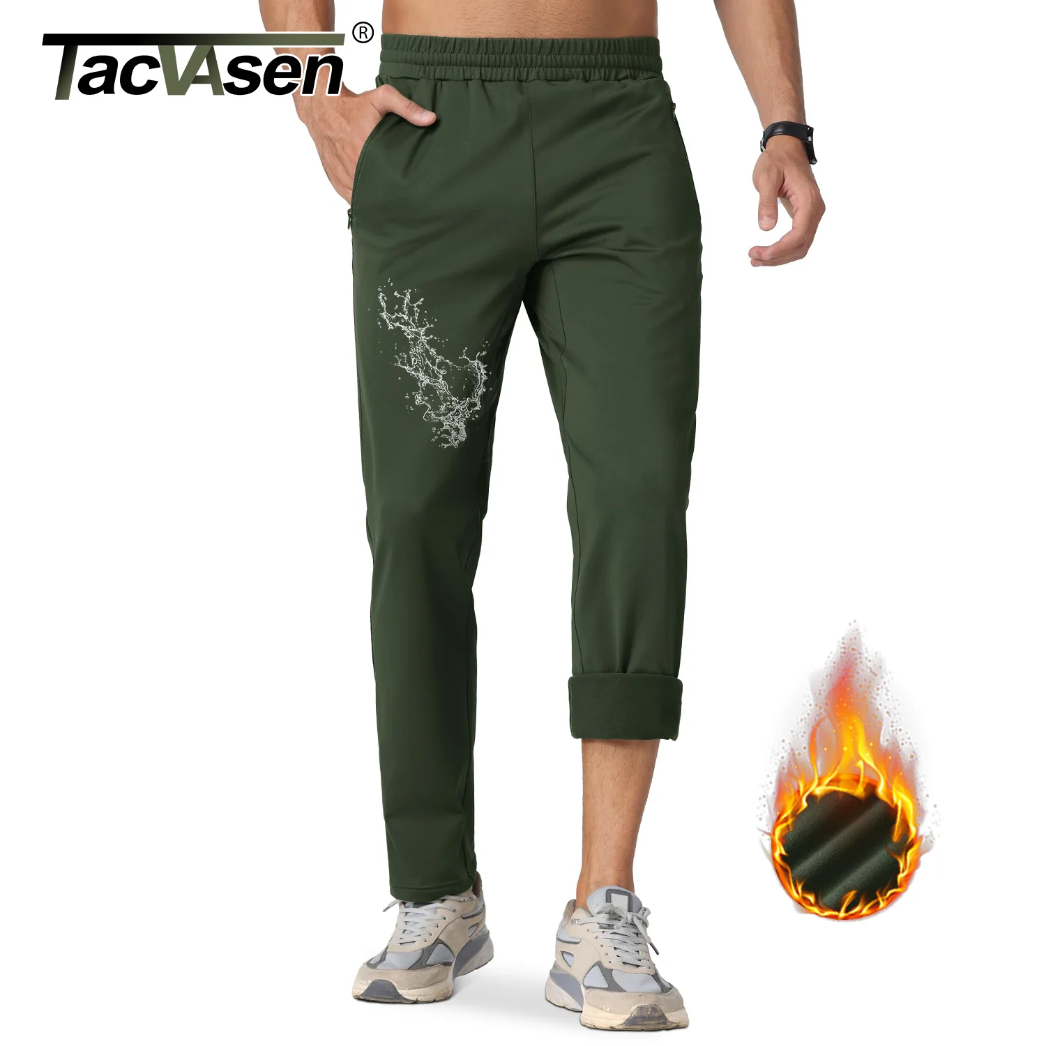 

TACVASEN Winter Fleece Sweatpants Mens Thermal Warm Work Pants Waterproof Outdoor Sport Running Pants Jogger Casual Trousers