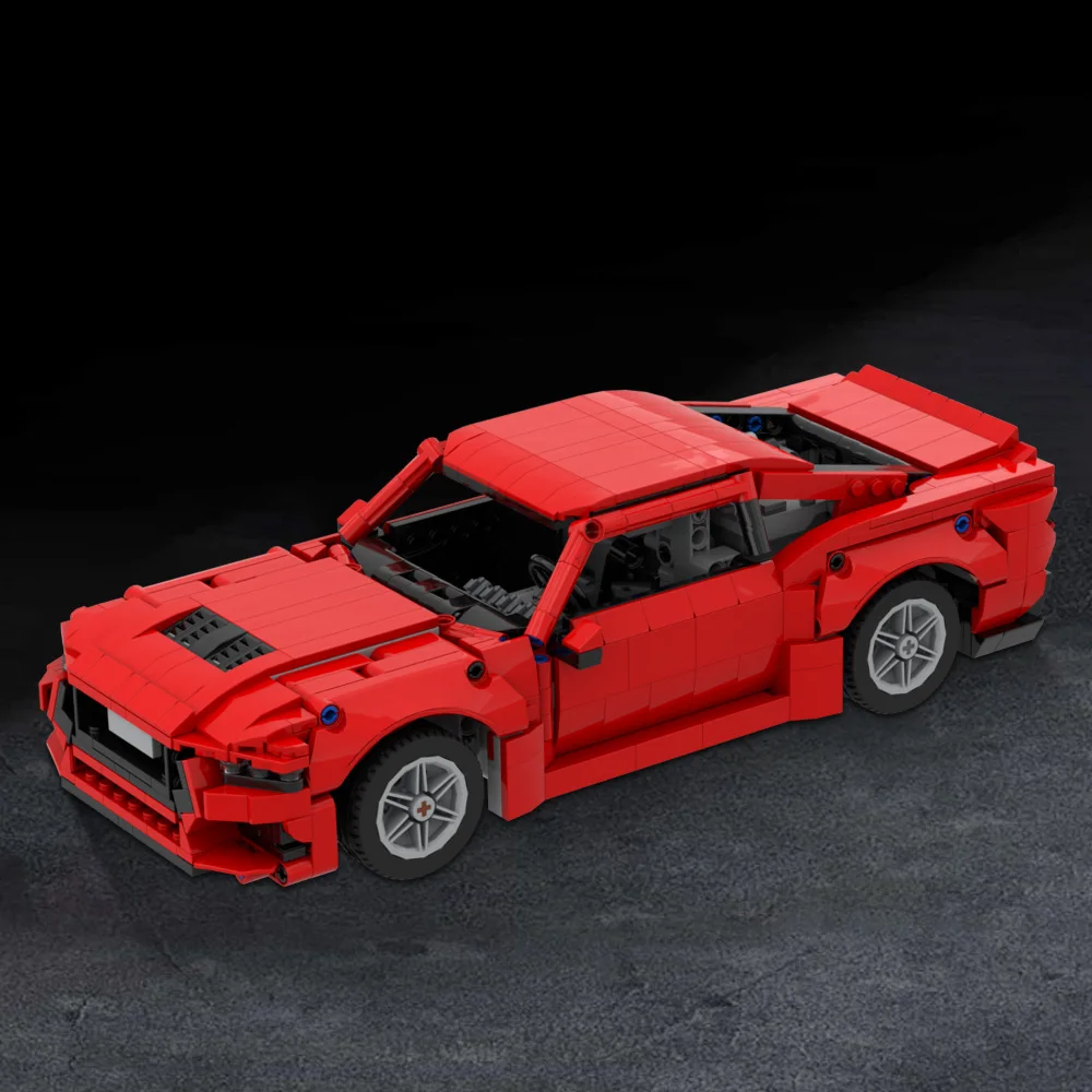 Gobricks moc carro esportivo vermelho 2024 mustangs gt blocos de construção modelo carro de corrida de estrada tijolos diy brinquedo montado crianças menino presente