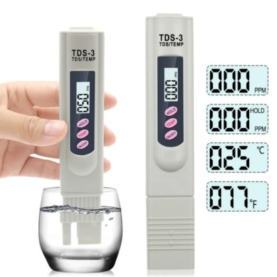 Testador de qualidade da água digital portátil com tela lcd, caneta de teste de água, medidor de filtro, ferramenta de medição para aquário de peixes, piscina