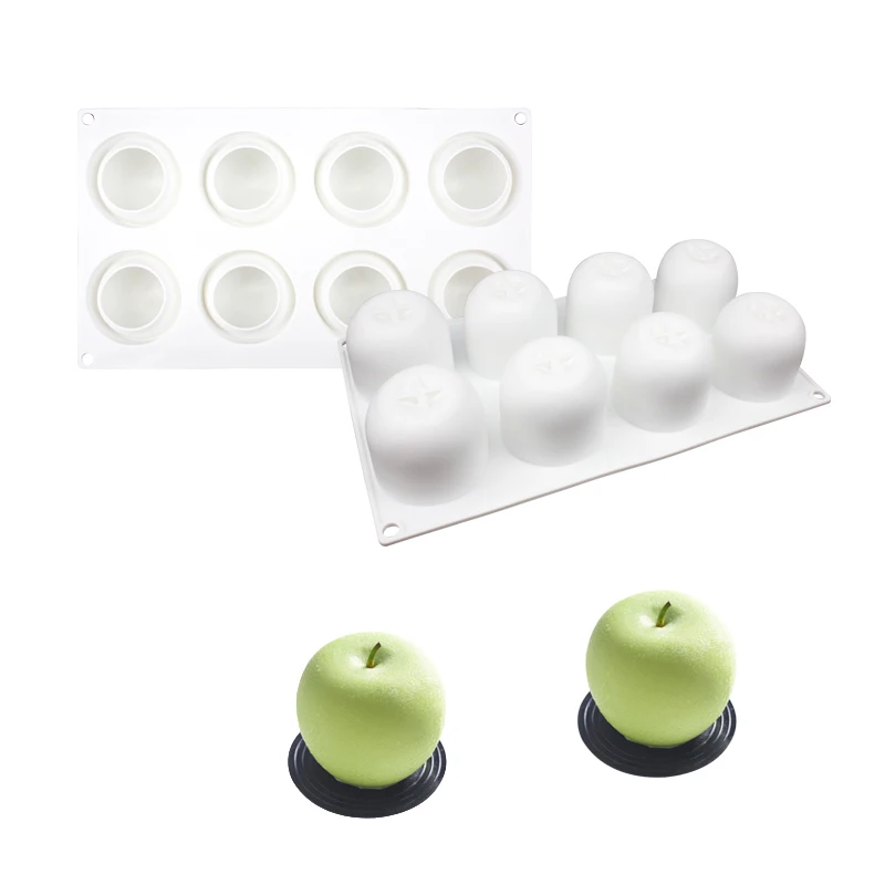 1/6/8/15-Cell Creative Apple Design French Fruit Mousse Cake Mold Kitchen Tool for Chocolate Dessert Food Grade Silicone Mould