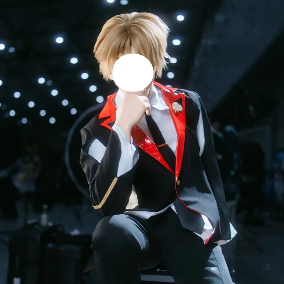Lyndon Skott Cosplay Costume Men Black Suit with Red Lapel and Pants Full Set Honkai：Star Rail COS Suit Wig  Rolelay Outfit view 5