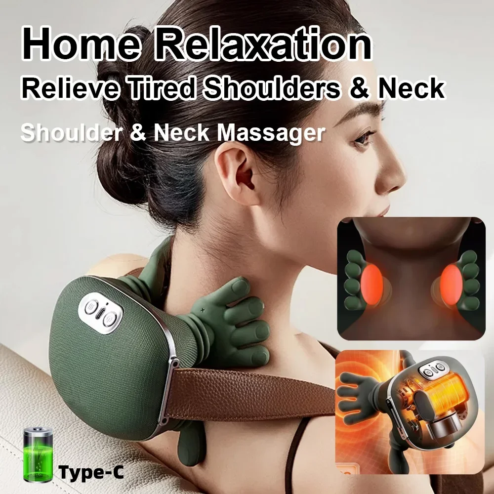 

Беспроводной массажер для шеи, шаль с массажем разминания рук человека для облегчения боли в шее и плечах, портативная расслабляющая накидка