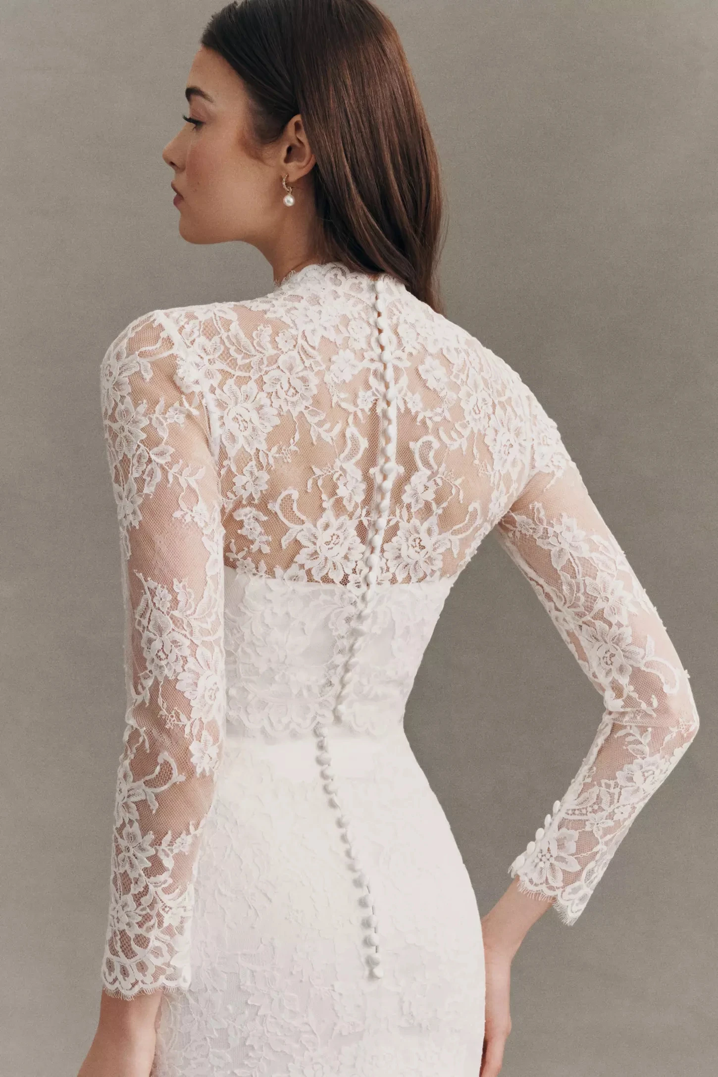Customized Lace Wedding Wrap 3/4 Sleeves High Neck with Buttons Back Bride Jacket Bridal Capes Boleros