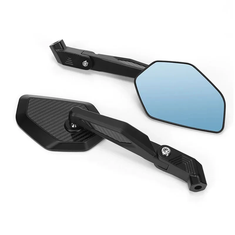 

Foldable Carbon Fiber Square Rearview Mirror For Motorcycle Scooter Off-road Waterbird Style Reversing Mirror Mount