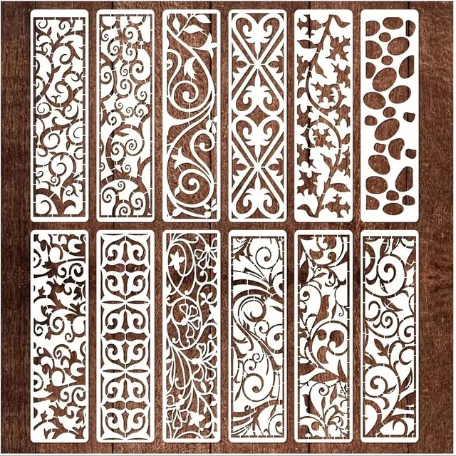12 sztuk/zestaw 28cm kwiatowy wzór pasków DIY nakładania warstw szablony malowanie księga gości kolorowanie tłoczenie Album dekoracyjny szablon