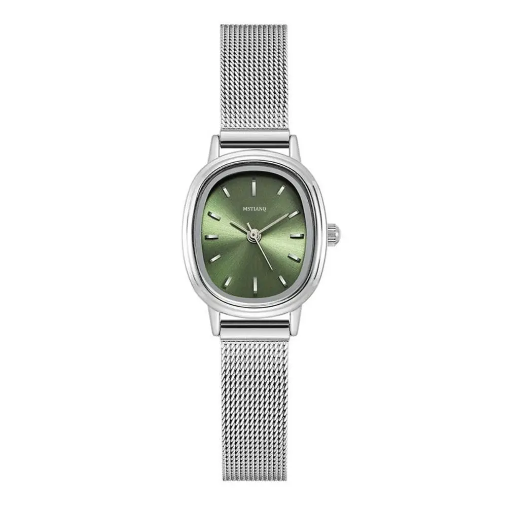 Simple Oval Dial Women's Watch Stainless Steel Green Ladies Wristwatches Purple Quartz Watch Gifts