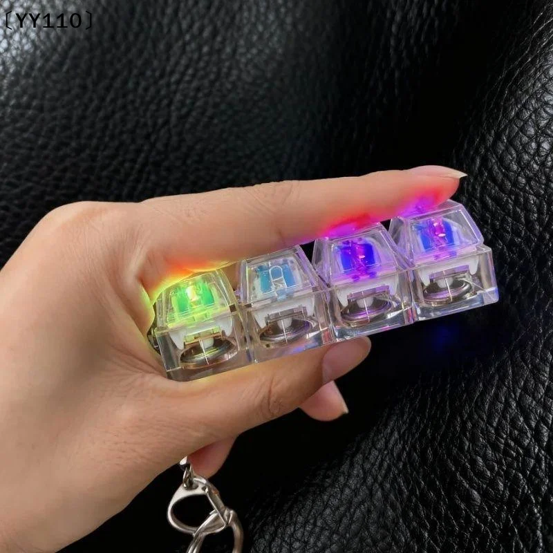 Rgb Lighting  Decompression Keychain Stress Relief Artifact Keyboard Switch Tester Illuminated Transparent Keycaps〔YY110〕