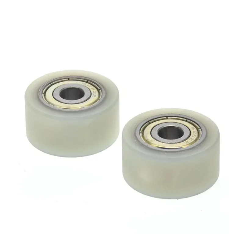 1Pc 8x32x16mm double bearing pulley roller wrapped with plastic nylon wheel, flat guide wheel load-bearing