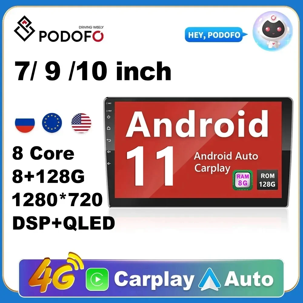 Podofo 8G 128G 2din Car Android Radio Multimedia Player 9\