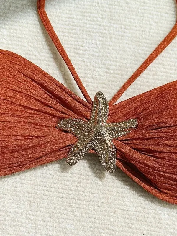 Neuer 2025 Dreiteiliger Bikini Badeanzug mit Strandrock Damen Badeanzug Cover-Up Sport Yoga Fitness Fans Zubehör