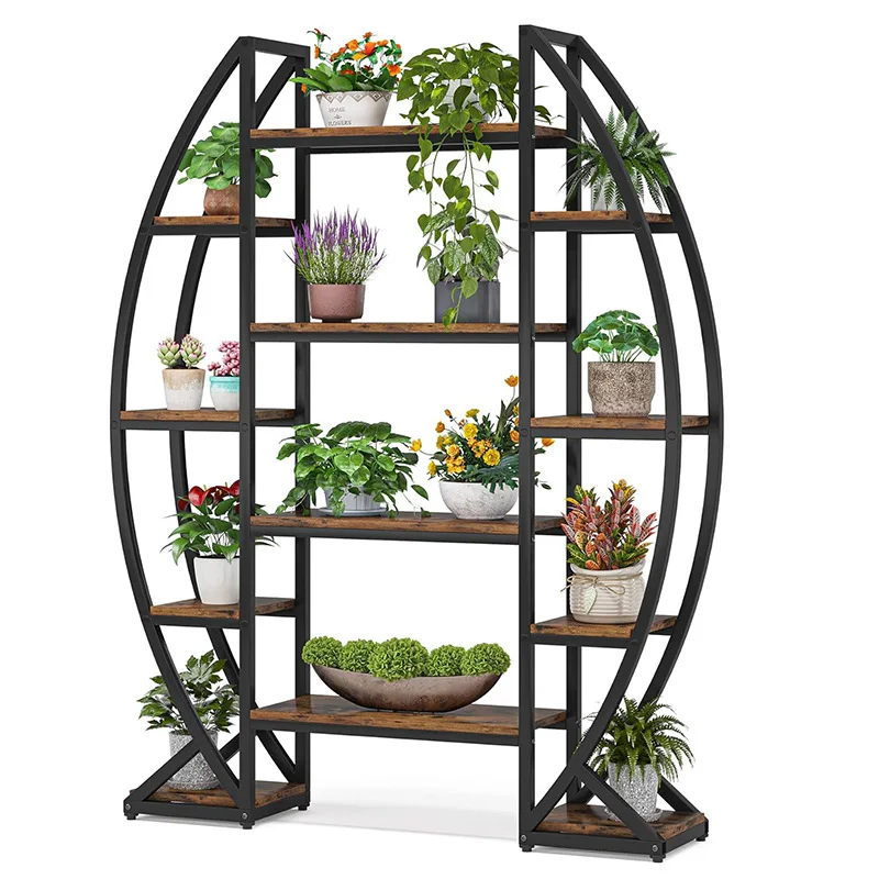 

Indoor Living Room Balcony Wrought Iron Flowerpot Plant Display Rack Storage Baskets and Pots Pack for Gardening Home Use