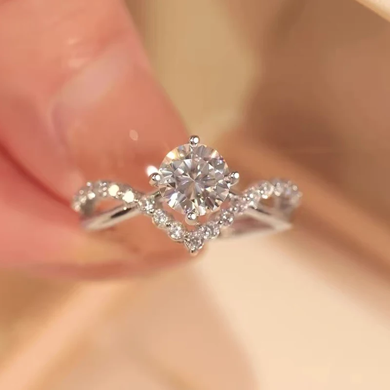 TEN CARATS 1CT Moissanite Ring for Women S925 Pure Silver VVS1 Laboratory Cultivated Diamond Engagement  Wedding Jewelry GRA