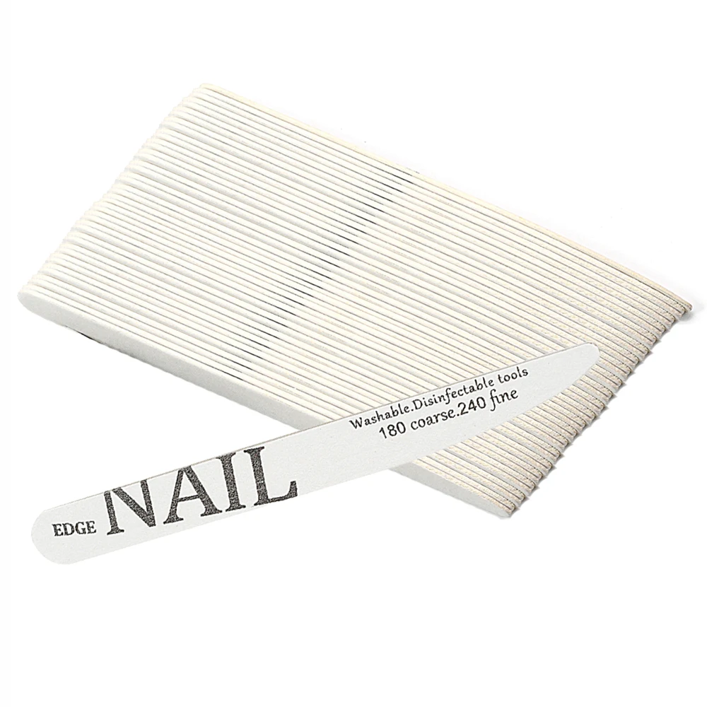 50/100 pçs lixa de unhas de lixa branca 180/240 grit profissional arquivos de unhas de madeira remover gel unha polonês pedicure manicure ferramentas