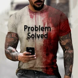Halloween Popular Hip Pop Men T Shirt Dripping Blood Skull 3D Print Fashion Short Sleeve T Shirt Horror Pattern Men's Tops Tees