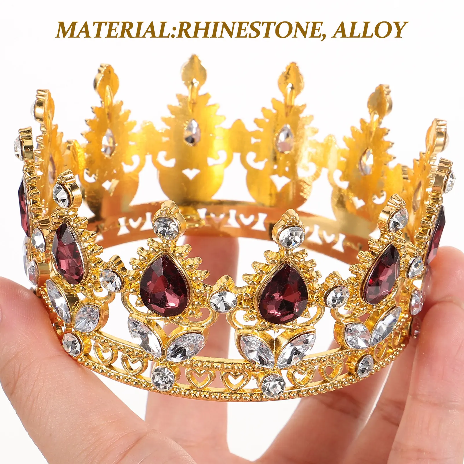 

Элегантная корона в стиле барокко со стразами, свадебная диадема для невесты, украшение для волос, аксессуар для косплея