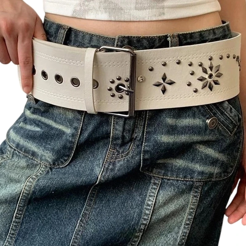 Cintura design a rivestimento con fibbia con fibbia con fibbia in cintura a fibbia larga per donne adolescenti 6xda