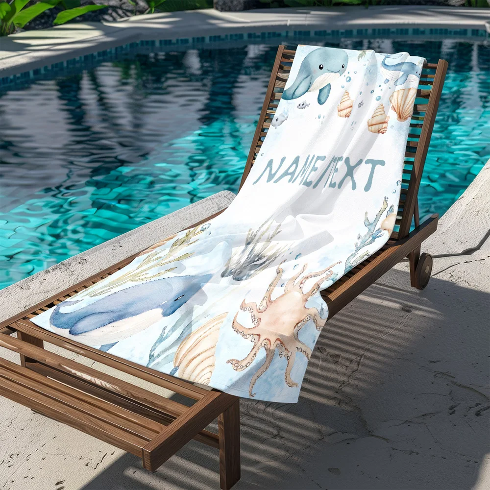 Custom Whale Beach Towel Personalized Name Text 160x80cm Microfiber Bath Towels All Season Soft Absorbent Blanket