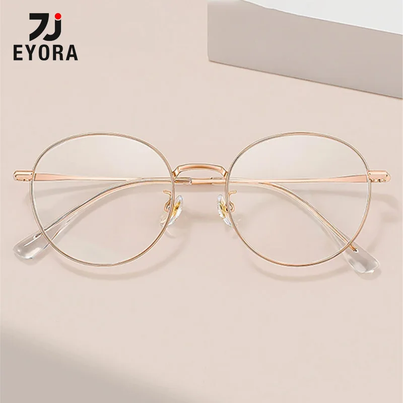 

EYORA Round Ultra-light ALL Titanium Prescription Reading Glasses Anti Blue Light Photochromic Eyewear Optical Myopia Eyeglasses
