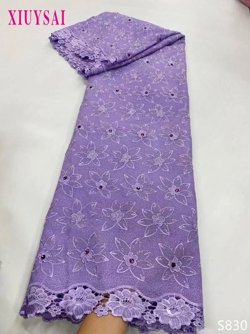 

Latest African Sequin Embroidery Lace Fabric,Water Soluble,Wedding Dress,Tulle,Cotton Fabrics By The Meter,High Quality,5 Yards