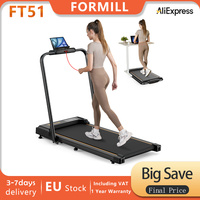 FT51 2-in-1 Treadmill, Folding Electric Treadmill, Walking Machine, with Remote Control and LED, 2.5 HP, Adjustable Speed, iPad
