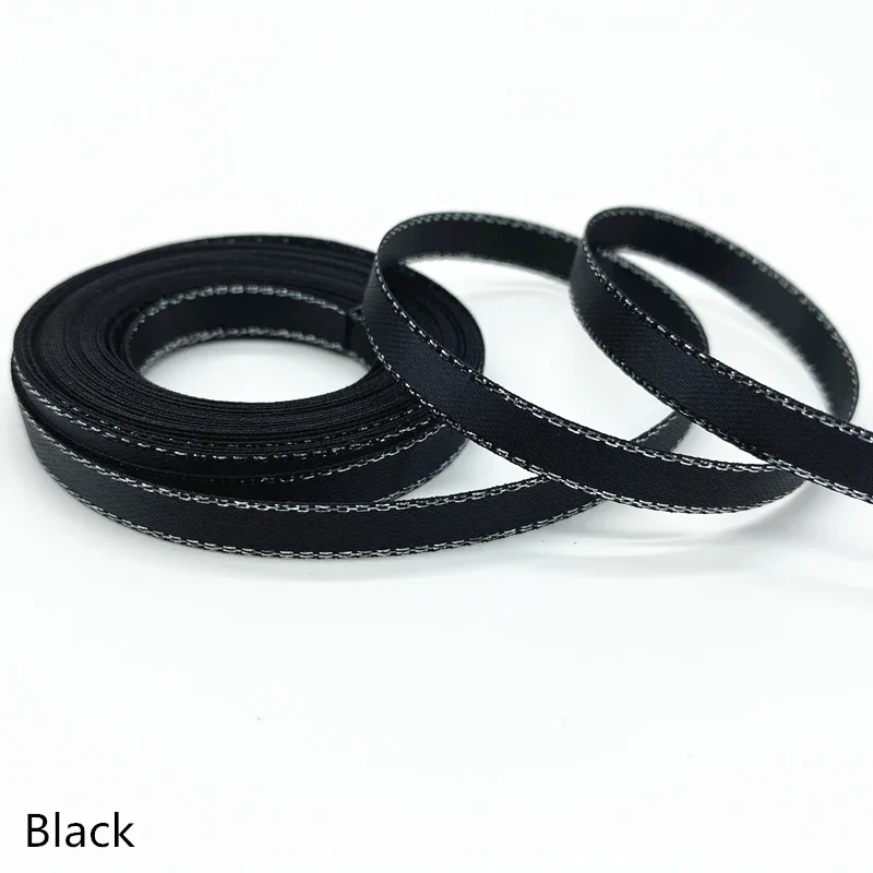 5 yards/lot 6mm High Quality Silver Metallic Edge Satin Ribbon Polyester For Flower Gift Packing Wedding Decoration DIY