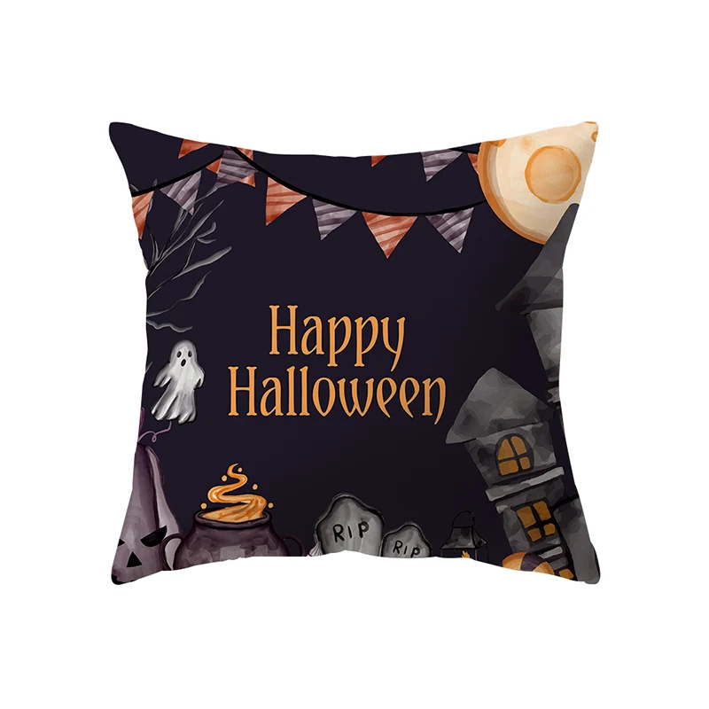 Alphabet Halloween Theme Throw Pillow Cover Witch    Sofa Chair Bed Cushion  Home Decor