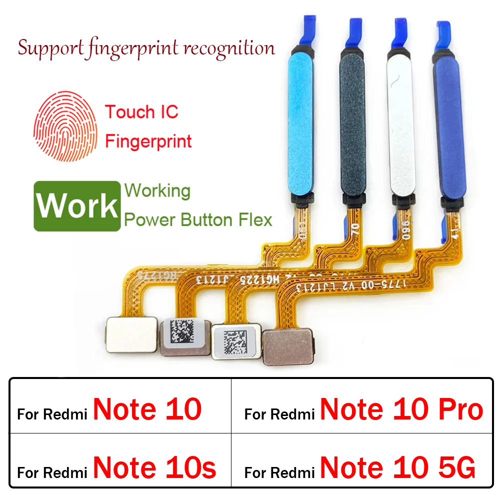 

Новый для Xiaomi Redmi Note 10 10s Pro 4G 5G сканер отпечатков пальцев кнопка «Домой» меню отпечатков пальцев датчик возврата ключа гибкий кабель