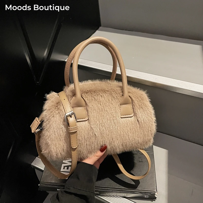 

2025 Latest Winter Warm Soft Plush Top-handle Bags For Women All-match Designer Purses And Handbag Luxury Shoulder Crossbody Bag