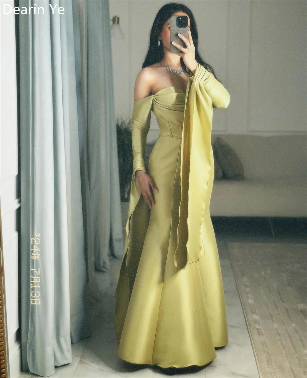 Customized Prom Dress Evening Dearin Off-the-shoulder Mermaid Floor Length Open Back Skirts Draped Bespoke Occasion Dresses Form