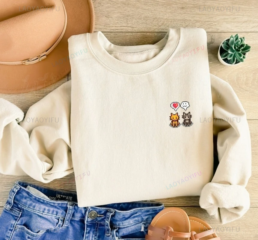 لطيف القط ستاردو فالي البلوز خمر أسلوب بسيط جدا هوديي مضحك عيد الميلاد القط عيد الحب البلوز الأزياء الراحة البلوز #3