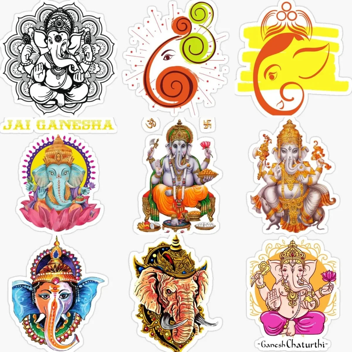

Indian Ganesha Elephant God Sticker Motorcycle Truck Car Window Wall Glass Helmet Bicycle Van Door Decorative Decal Accessories