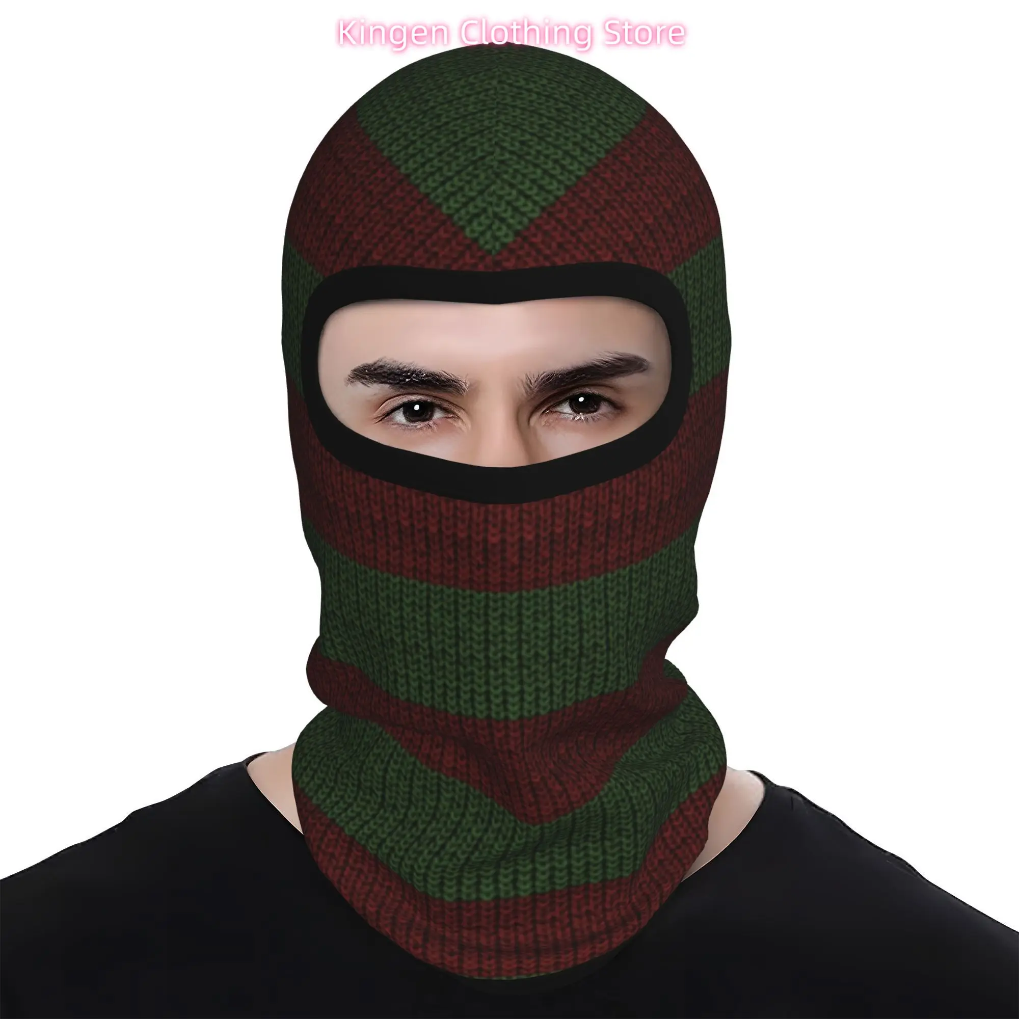 1pc Men' & Women' Red/Green Striped Knit Half-Face Mask - Hip-Hop Street Style Full Neck & Shoulder Protection Cover, Breathable