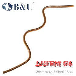 B&U 280mm Earthworm Slow Sinking Soft Lure Artificial Fishing Lures Sea Worms Bait Soft Silicone Fishing Lure Bass Fishing