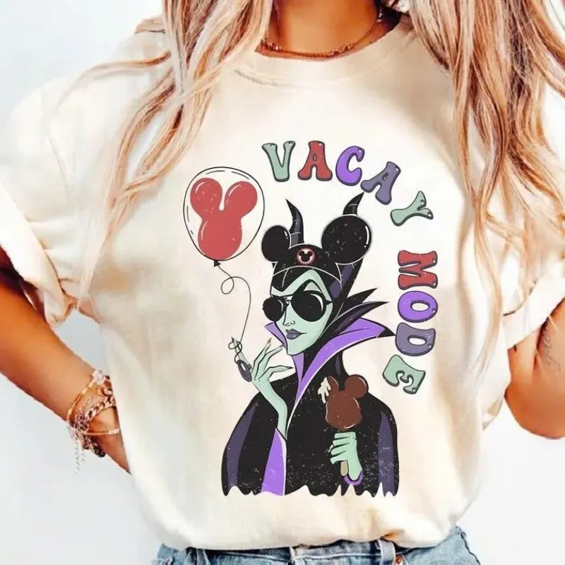 

Maleficent vacation mode comfy colorful shirt fun Disney villain T-shirt Unisex all-season tops streetwear vintage clothes