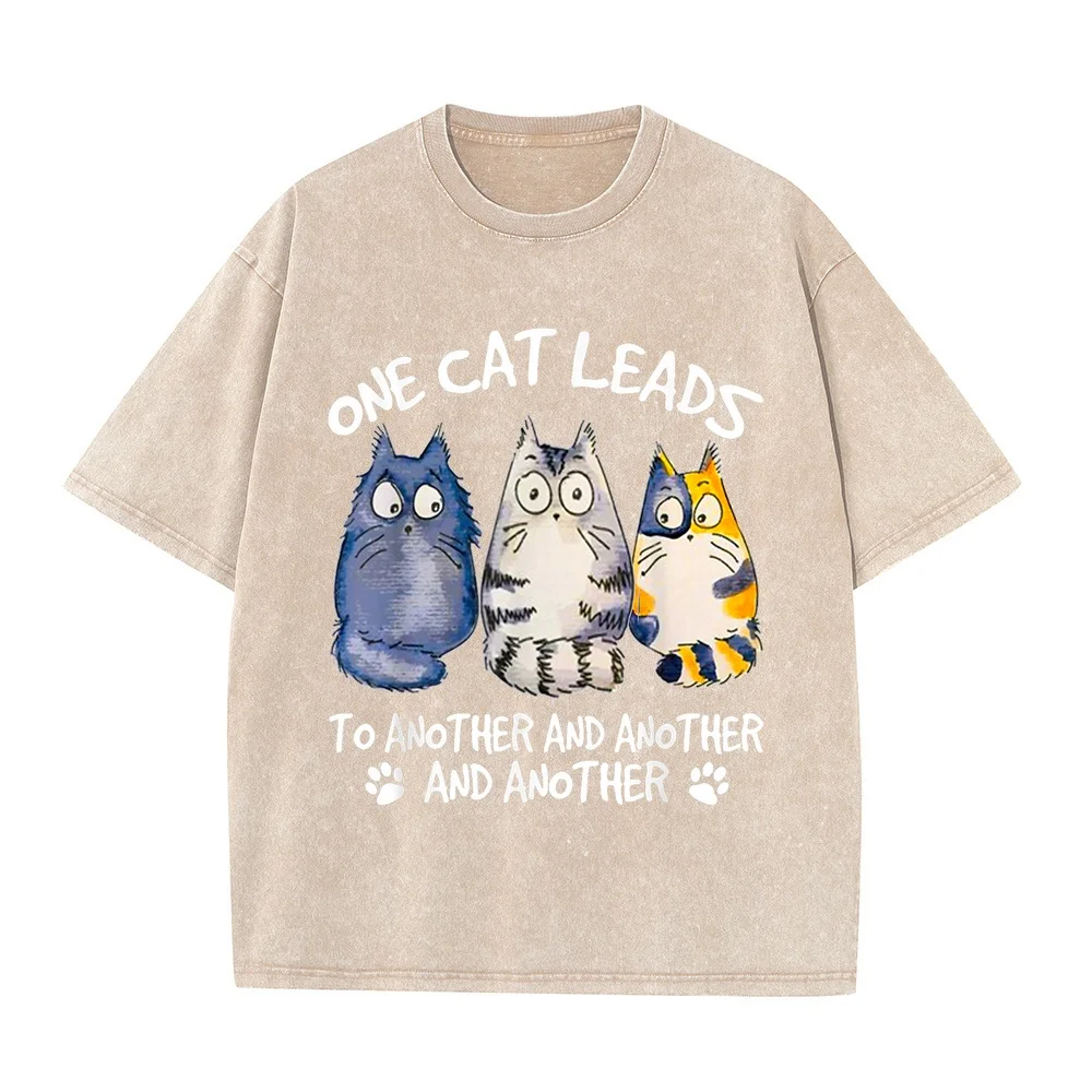 Funny Cat Design Lover Kitten T-Shirt Y2k Men's Clothing Men Overfit Short Sleeve T Shirt Man Cotton 100% Full Size Printed