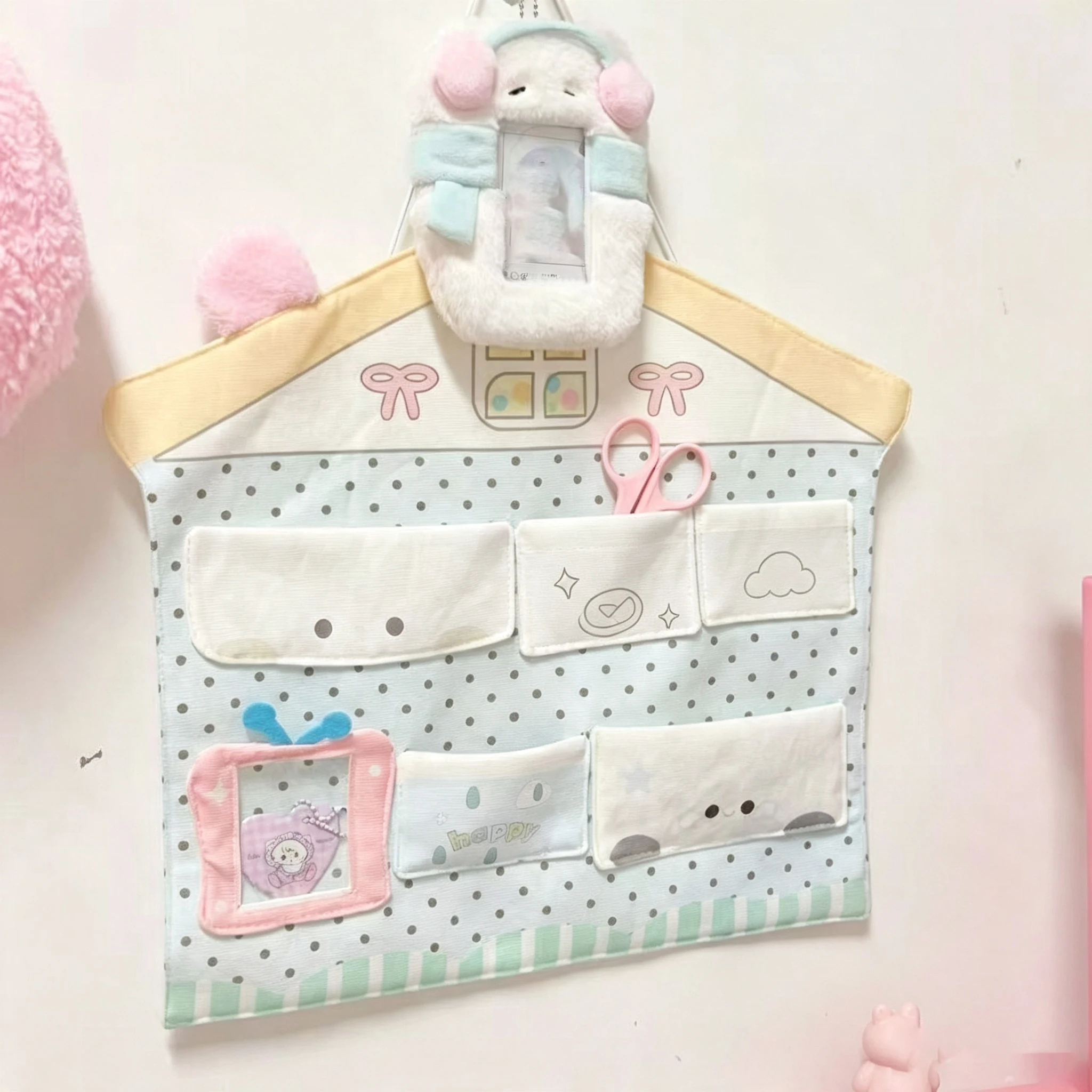 Japanese Kawaii Pink Bunny Wall-mounted Storage Bag Student Dormitory Accessories Sundries Large-capacity Storage Bag Cute Gift