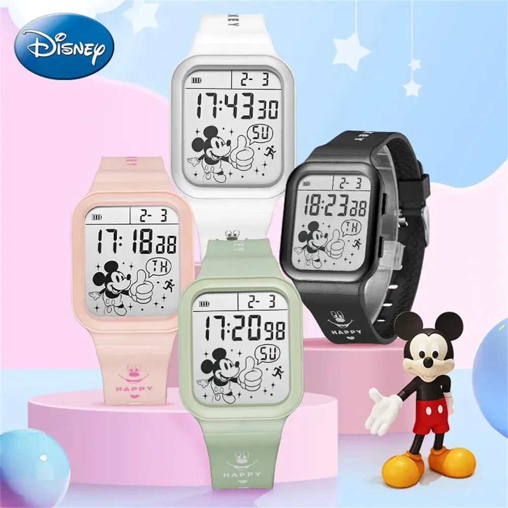 Disney jam tangan elektronik anak, jam tangan elektronik, Jam Alarm silikon berpendar, anti air, hadiah ulang tahun