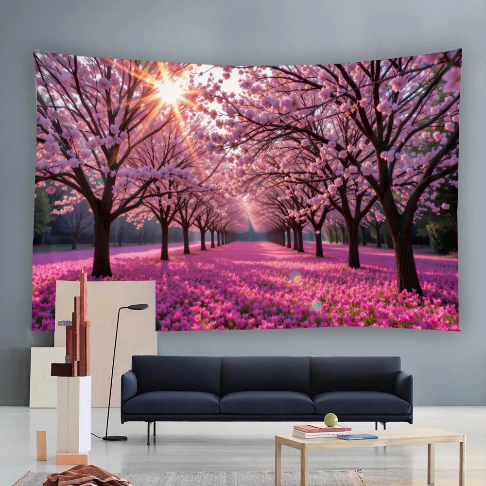 

Natural landscape tapestry in multiple sizes, floral wall hanging, bedroom living room home decoration art background cloth
