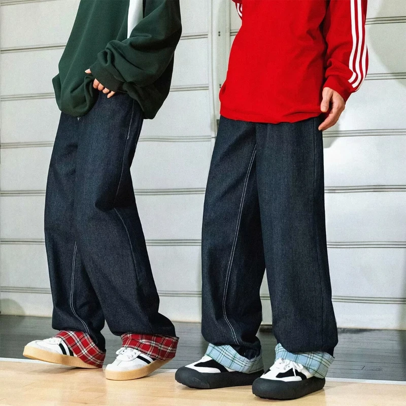 

Streetwear Clothing Denim Men's Jeans Baggy Wide Pants for Man Low Rise Jeans Trousers Male Korean Reviews Many Men's Clothes