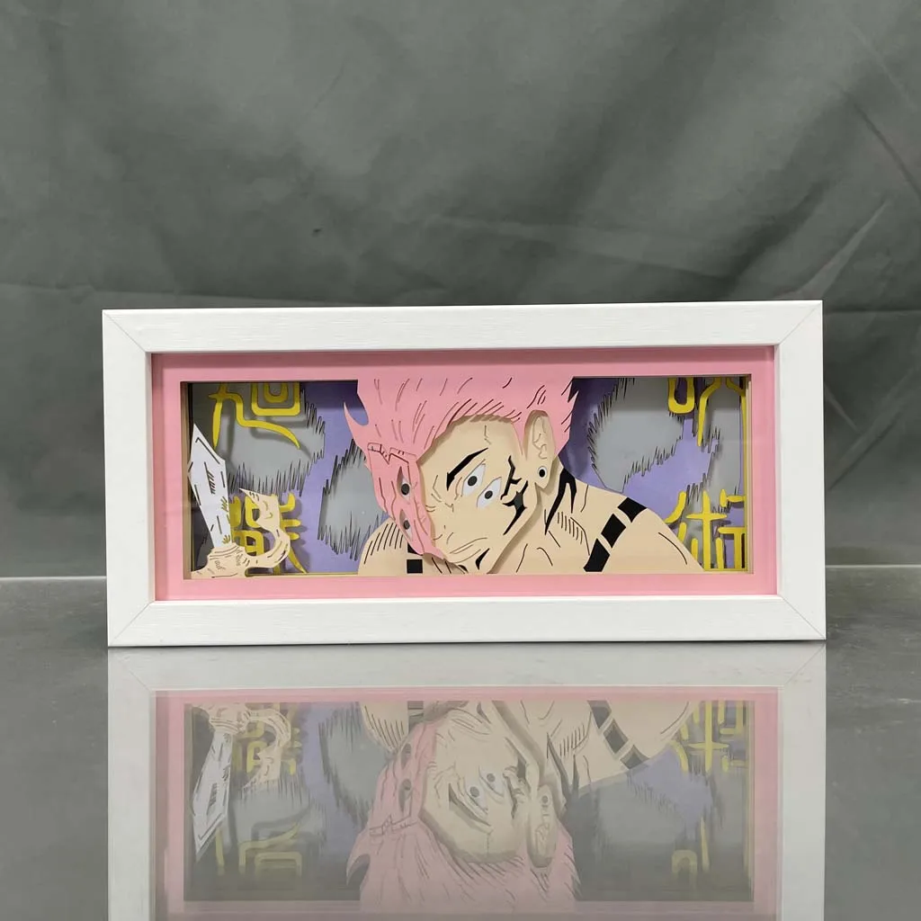 Jujutsu Kaisen Sukuna True Form für Kinderzimmer Dekor Led Nachtlicht Leuchtkasten Manga 3D Papier geschnitten Tischlampe Holz Anime Lichtkasten