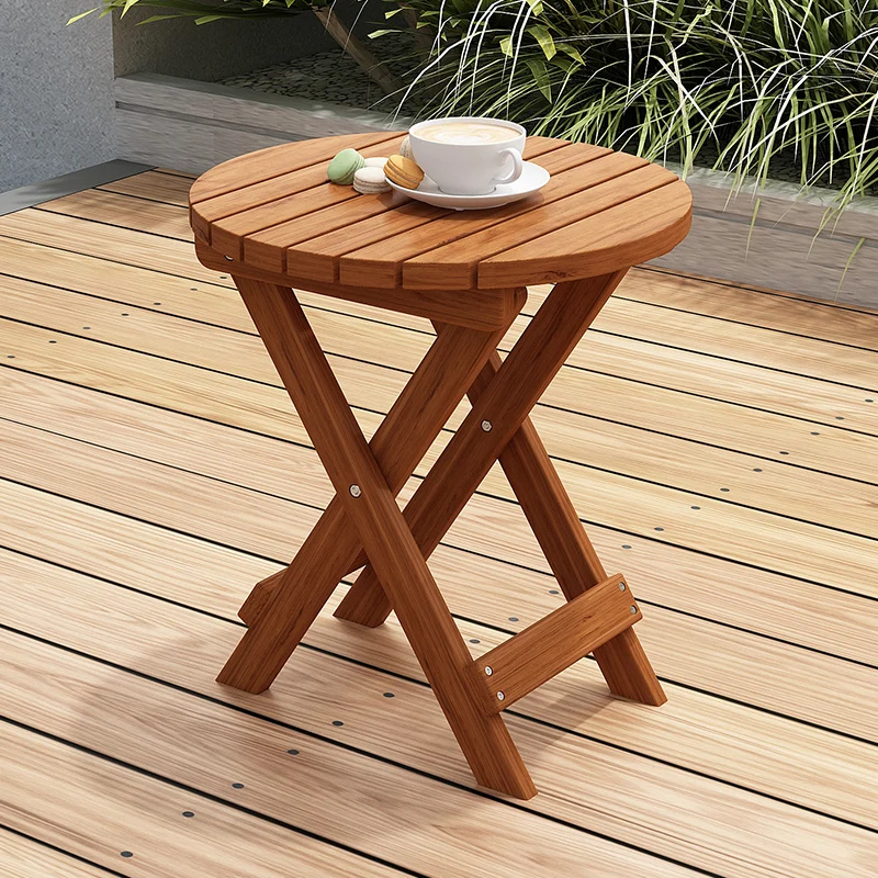 Foldable Solid Wood Table - One-Second Setup Tea Tray, All-Weather Outdoor Desk, Luxury Sofa Accent Table with Drawer