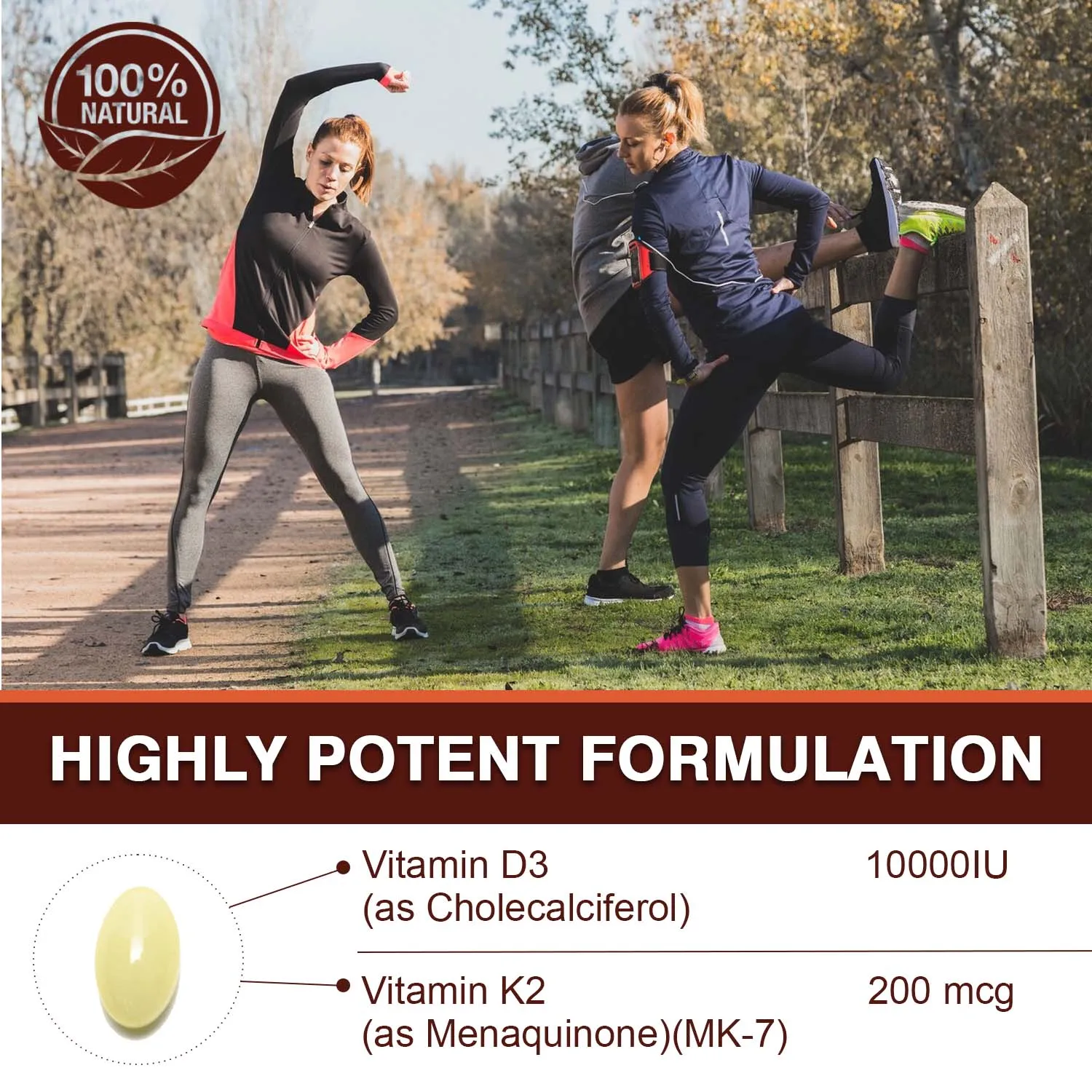 Vitamin D3 10000 IU & K2 200 Mcg - Coconut Oil Softgels - Supports Calcium Absorption, Bone, Immune and Heart Health