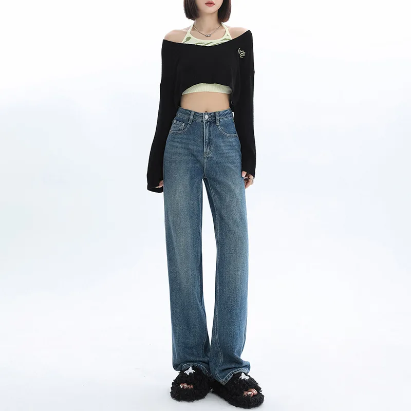 

High Waisted Loose Fleece Wide Leg Jeans Women Streetwear Boyfriend Denim Pants Vintage Baggy Jeans Female Dropshipping