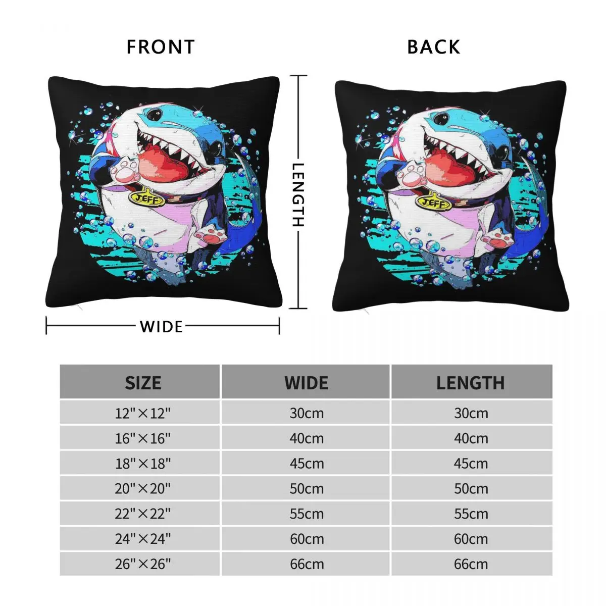Jeff The Land Shark Square Pillowcase Polyester Linen Velvet Creative Zip Decor Throw Pillow Case Room Cushion Cover 18
