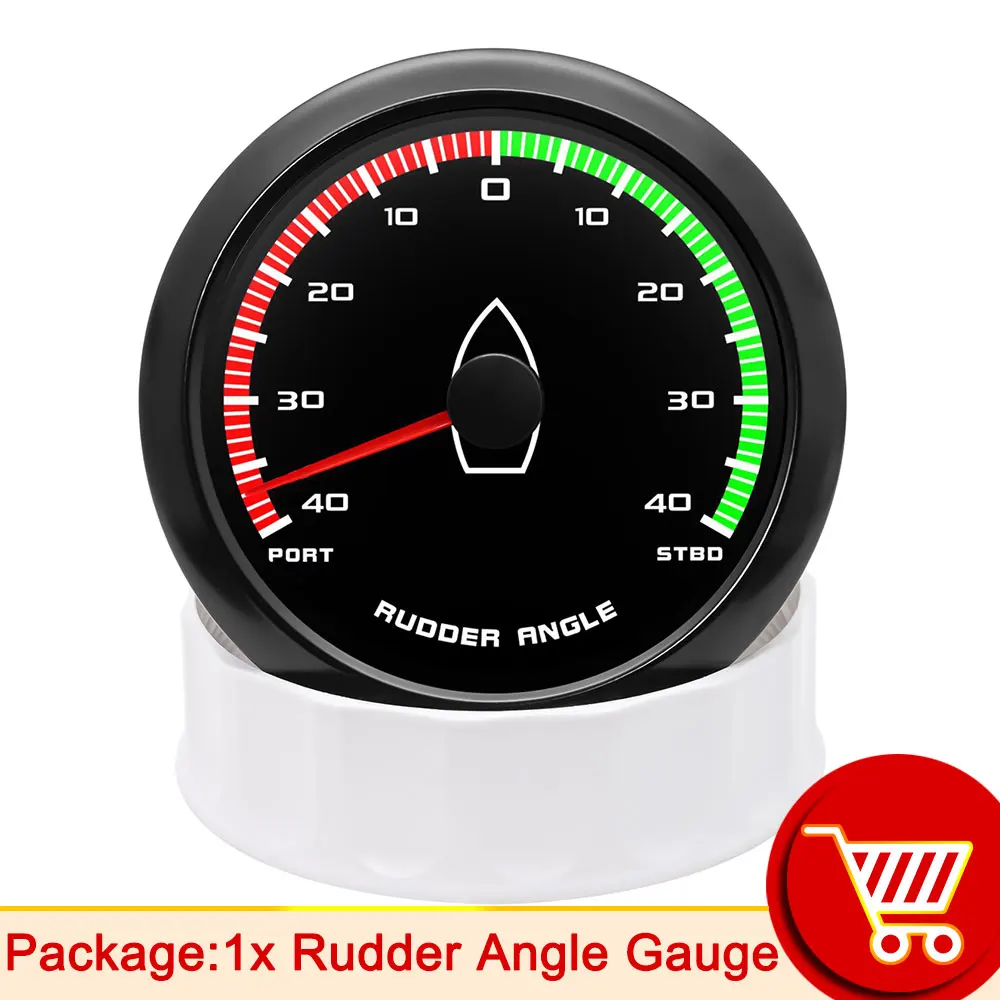85mm Marine Rudder Angle Gauge Boot Rudder Angle Indicator Met Sensor 12v24v Rode Achtergrondverlichting Geschikt Voor Boot Auto Jacht